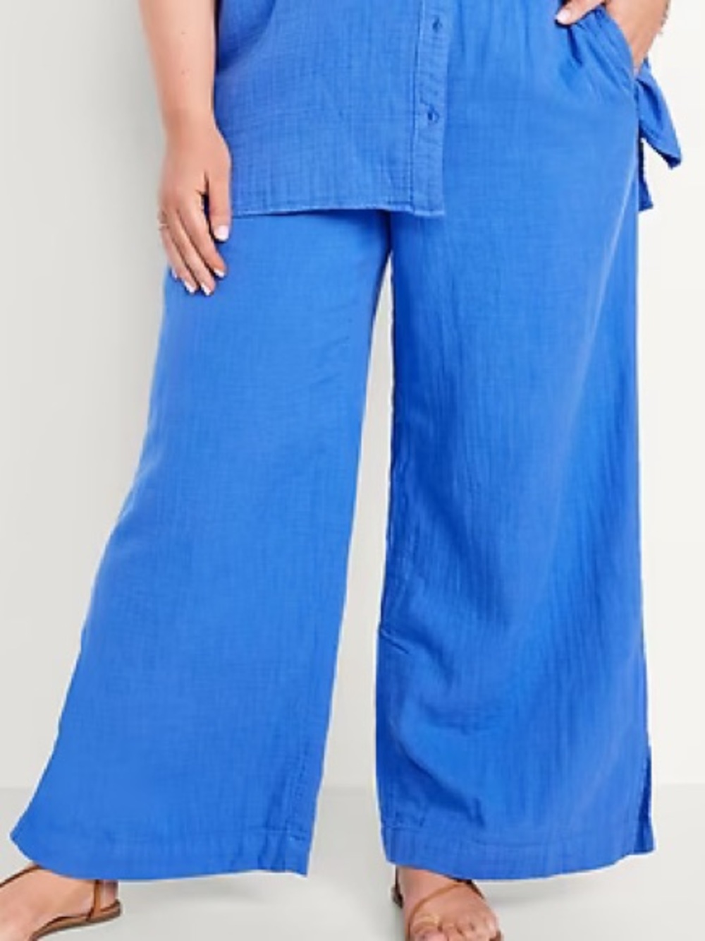 XL Old Navy Wide-Leg Crinkle Gauze Pants - blue